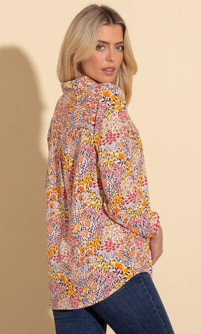Zip Front Garden Print Top