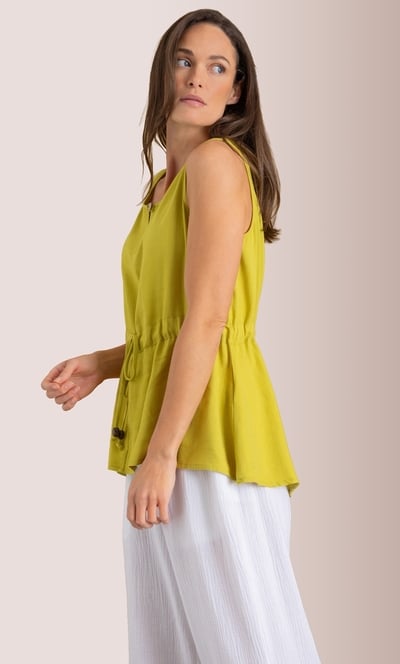 Sleeveless Tie Waist Linen Blend Top