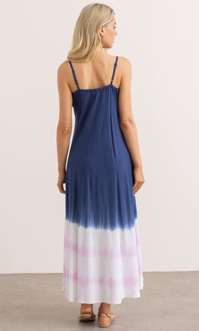 Bias Cut Tie Dye Strappy Maxi Dress