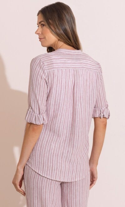 Striped Turn Back Sleeve Shirt