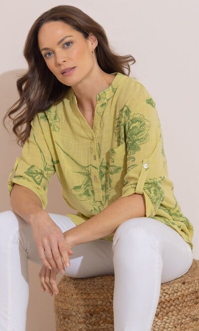 Printed Textured Cotton Top