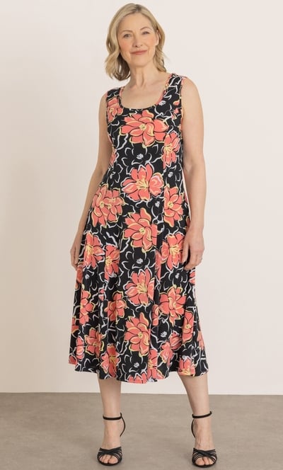 Anna Rose Floral Print Sleeveless Midi Dress