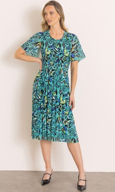 Floral Print Pleated Dress