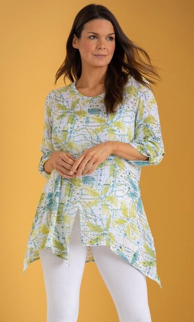 Splash Print Dipped Hem Top