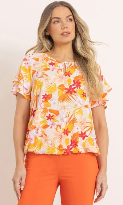 Short Sleeve Floral Print Top