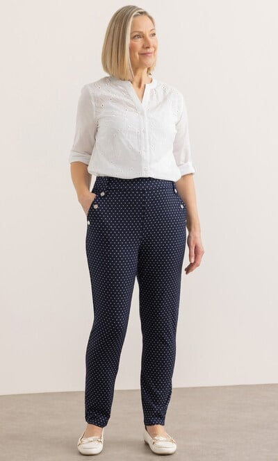 Anna Rose Slim Leg Spot Print Ponte Trousers