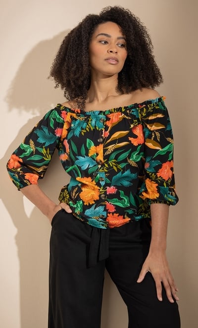 Exotic Print Bardot Top