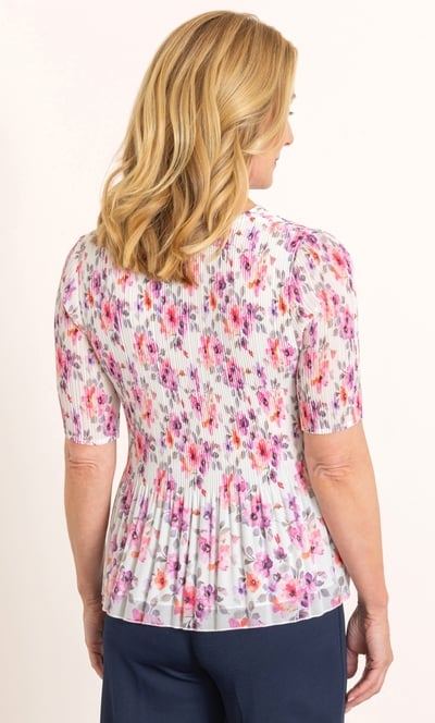 Anna Rose Floral Print Pleated Top