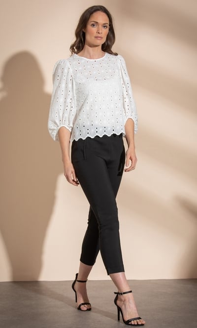 Broderie Anglaise Puff Sleeve Top
