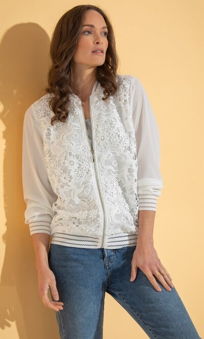 Lace And Chiffon Bomber Jacket