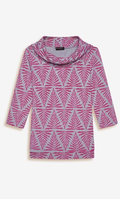 Anna Rose Botanical Leaf Print Cowl Neck Jumper