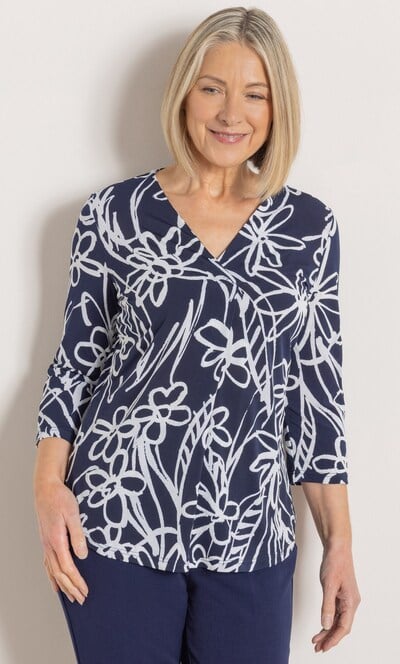 Anna Rose Textured Floral Print Top