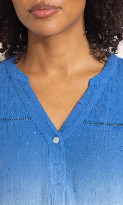 Embroidered Short Sleeve Ombre Top