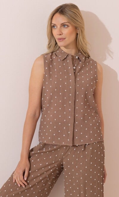 Textured Spotty Sleeveless Top