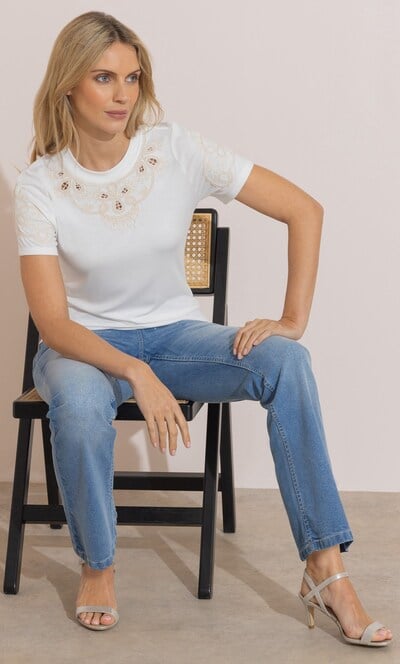 Embroidered Eyelet T-shirt