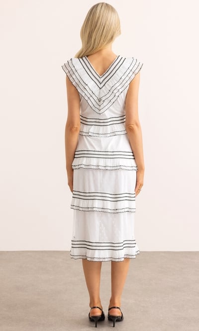 Frilled Mesh Midi Dress