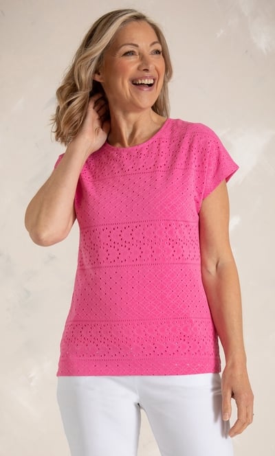 Anna Rose Eyelet Jacquard Top