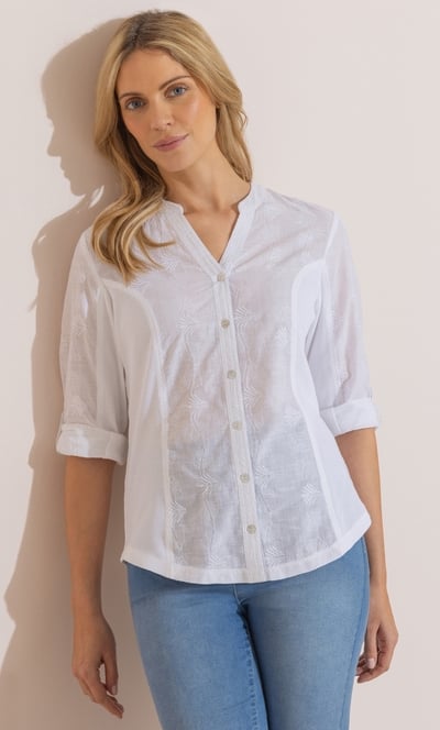 Embroidered Fitted Cotton Ribbed Shirt