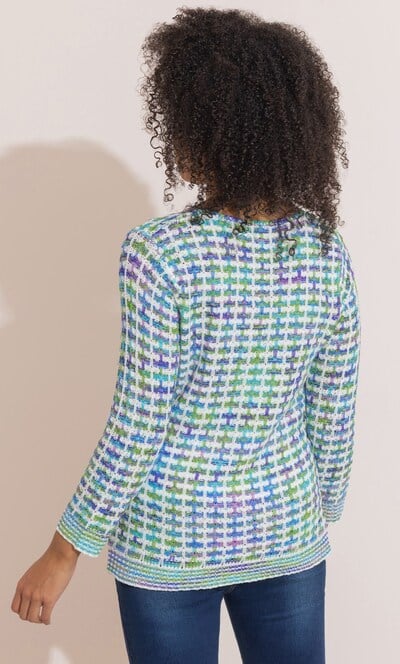 Ribbon Knit V Neck Patterned Jumper