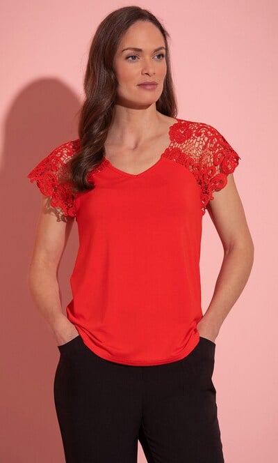 Lace Trim Jersey Top