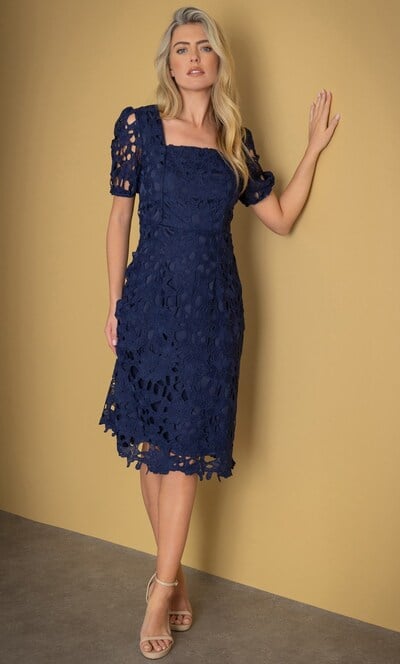 Crochet Lace Square Neck Dress