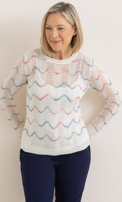 Anna Rose Wave Design Pointelle Knit Jumper
