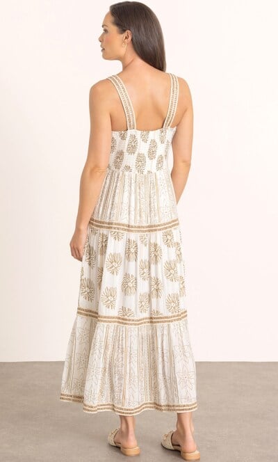Printed And Shimmer Striped Boho Maxi Dress