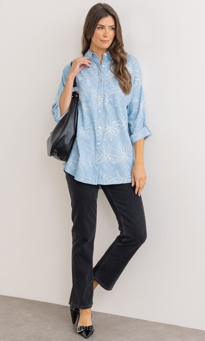 Floral Print Oversized Cotton Shirt