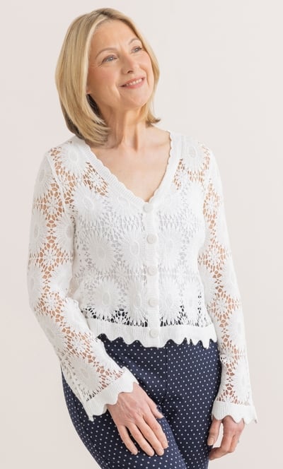 Anna Rose Floral Crochet Cotton Cardigan