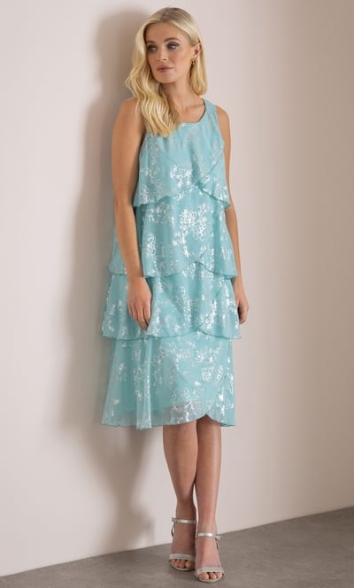 Shimmer Print Layered Dress