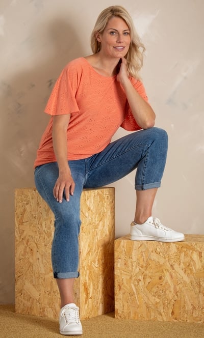 Textured Short Sleeve Jersey Top