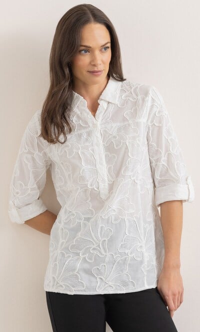 Floral Embroidered Cotton Blouse