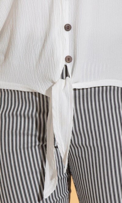 Textured Tie Front Top