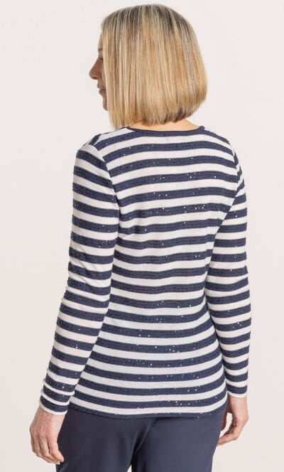 Anna Rose Embellished Striped Lightweight Jumper
