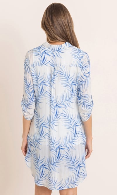 Shimmer Stripe And Printed Longline Beach Shirt