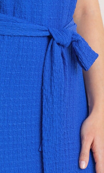 Belted Textured Maxi Dress