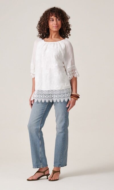 Floral Embroidery and Crochet Top