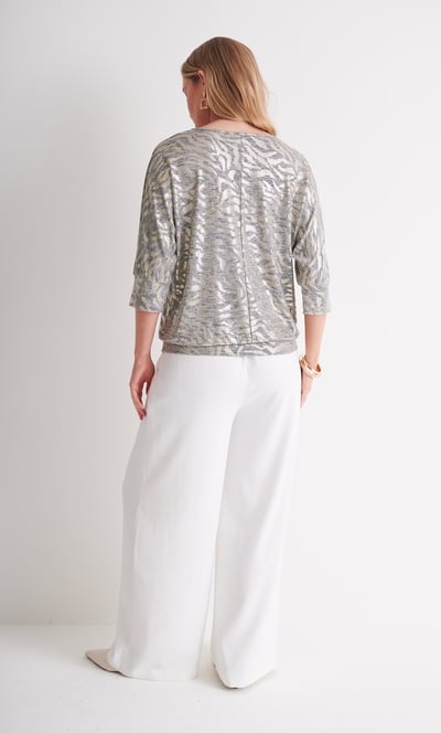Animal Print Foil Batwing Top