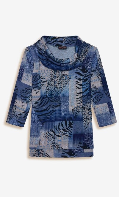 Anna Rose Abstract Print Cowl Neck Jumper