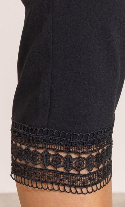 Lace Trim Pull On Capri Trousers