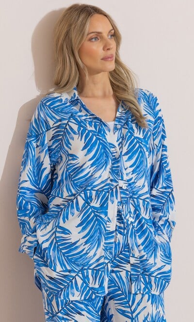 Leaf Printed Long Sleeve Shirt