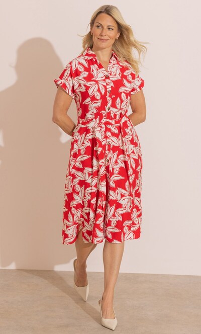 Anna Rose Leaf Printed Shirt Dress