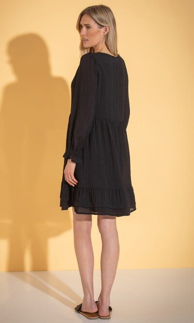 Crinkle Frilled Hem Tunic Dress