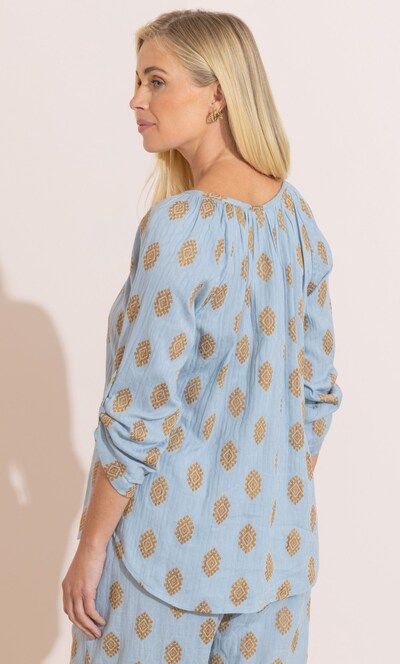 Geometric Embroidered Cotton Blouse