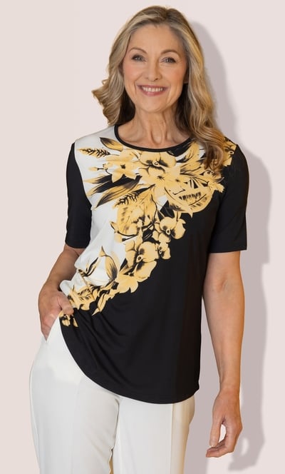 Anna Rose Embellished Floral Print Top