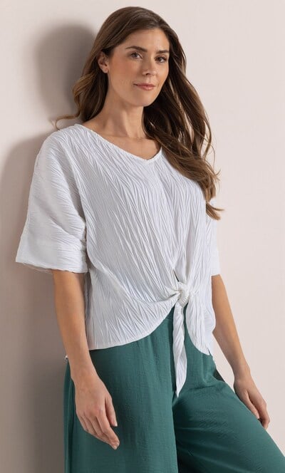 Textured Tie Hem Top