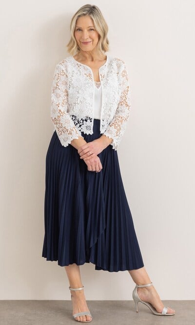 Anna Rose Pleated Wrap Midi Skirt