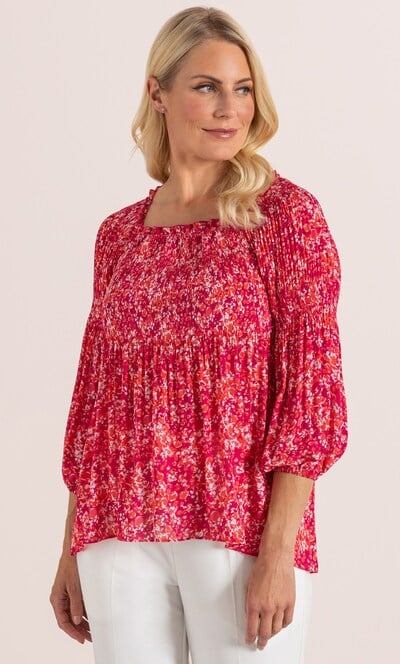 Printed Pleat Top