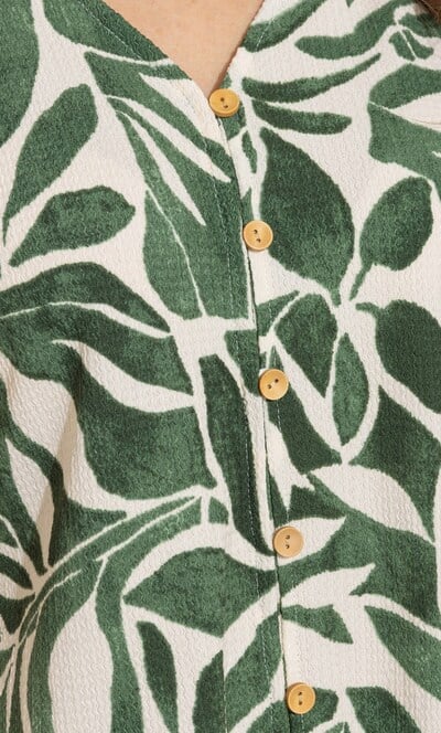 Printed Tie Front Top