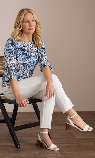 Anna Rose Textured Floral Print Top